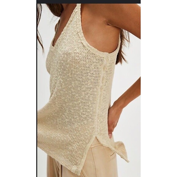 Free People We The Free Dont Go Crochet Tank XS Beach Boho Oversized Vacay - Picture 15 of 15